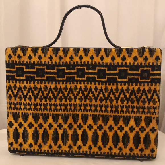 Trendy Rare Vintage Black & Mustard Briefcase🎊 - Picture 3 of 15